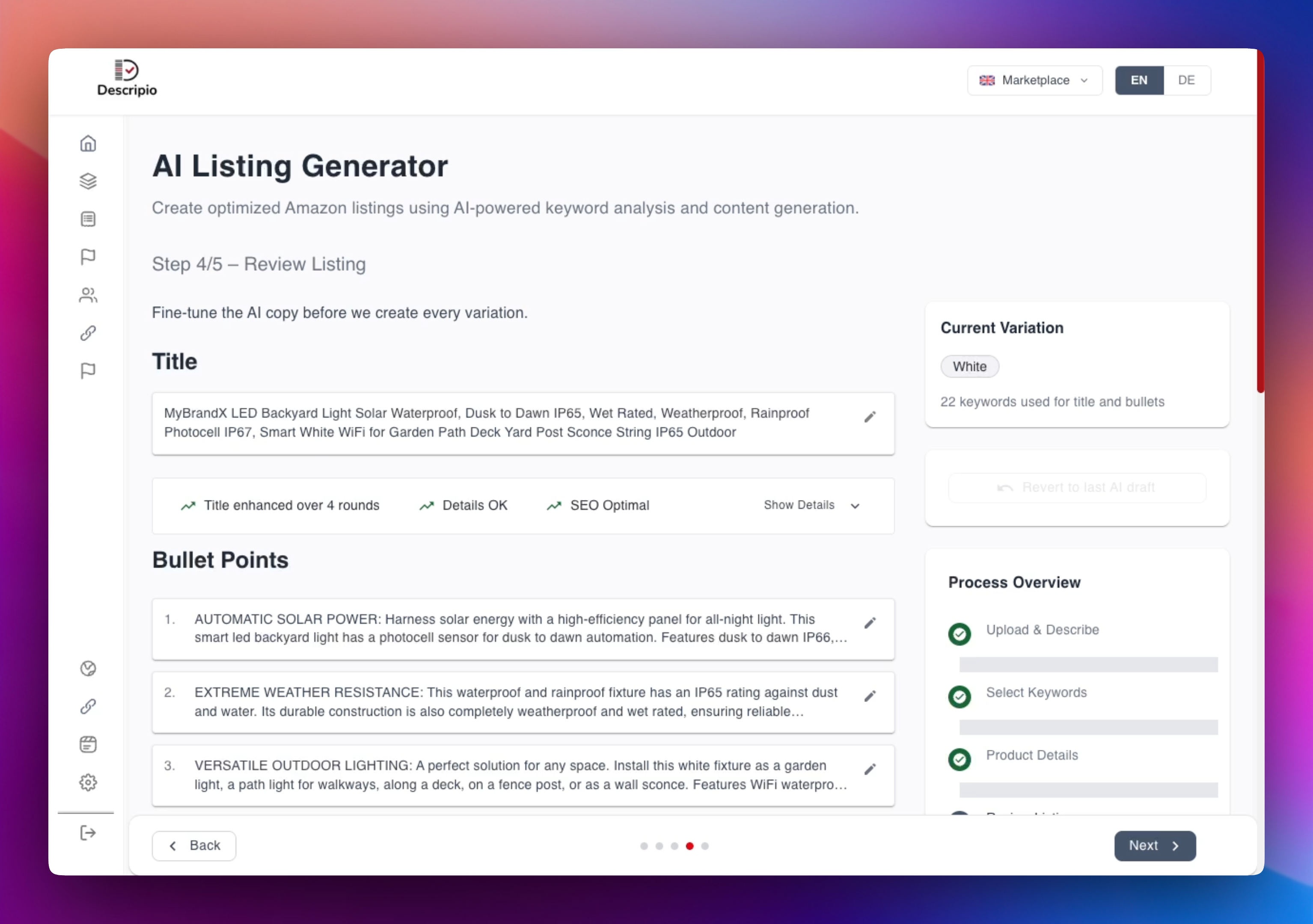 Review & Bearbeitung Interface Screenshot